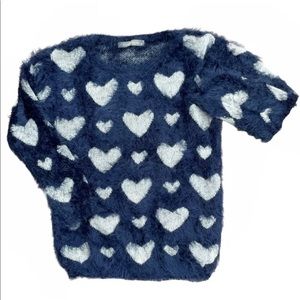 Anthropologie Finn & Clover Fuzzy Heart Sweater